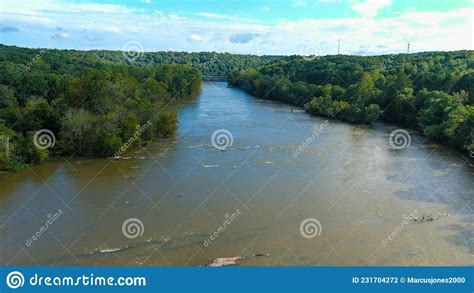 A Stunning Aerial Panoramic Shot Of The Chattahoochee River Surrounded