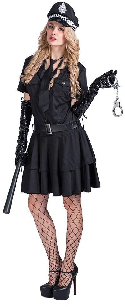 Eraspooky Women’s Policewoman Cop Costume Sexy Police Fancy Dress Halloween Party Cosplay Outfit