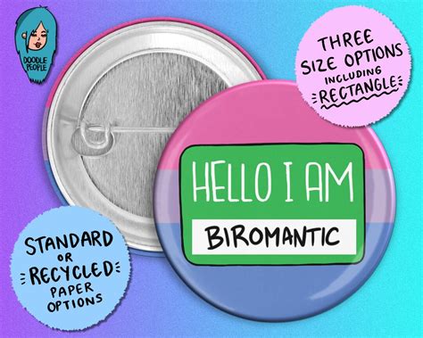 Hello I Am Biromantic Badge Lgbt Pins Romantic Orientation Etsy