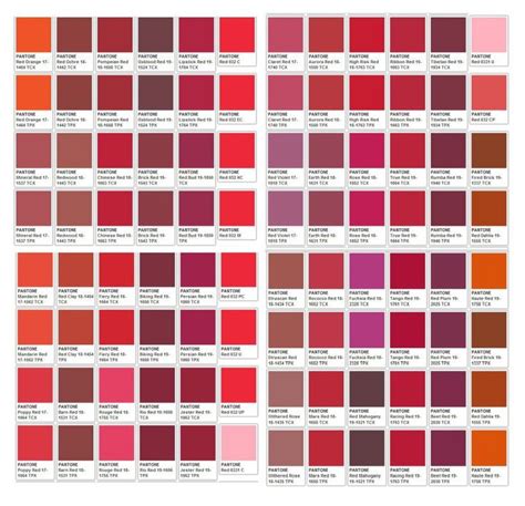 Pantone Color Chart Color Palette Design Pantone Red