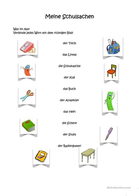 Meine Schulsachen Deutsch Daf Arbeitsblatter Schulsachen Schule Deutsch Unterricht