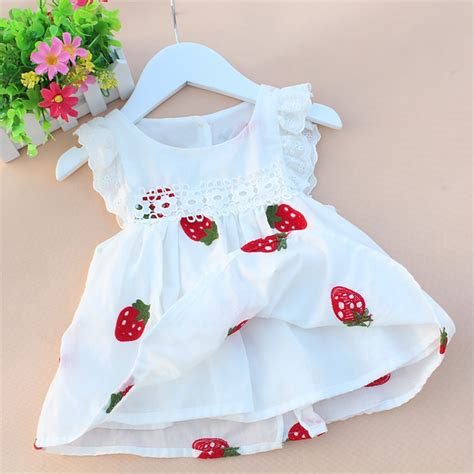 Infant Baby Summer Dress Kids Girl Toddler Floral Strawberry Embroidery
