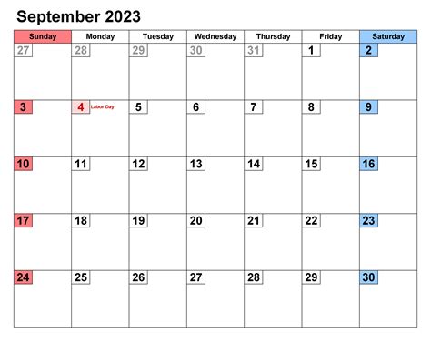 Free September 2023 Calendar With Holidays Riset