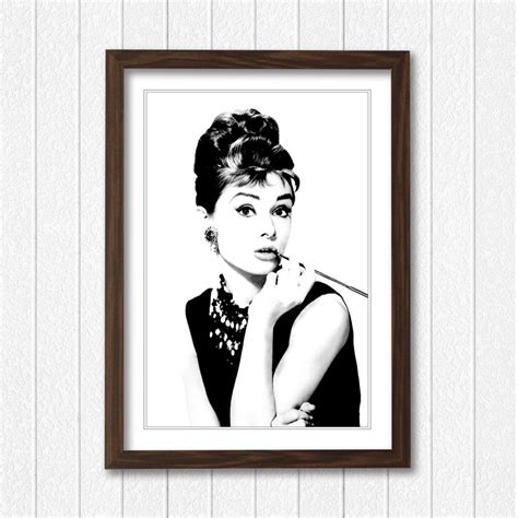 Audrey Hepburn Vintage Photo Fashion Poster Framed Wall Art Etsy