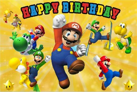 Happy Birthday Party Photography Backdrop Cartoon Super Mario Etsy