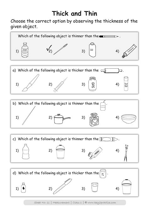 Measurements Worksheets I Grade 1 Maths Key2practice Workbooks