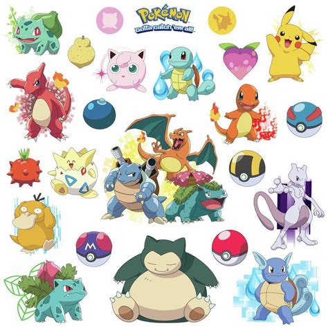 24 Iconic Pokemon Peel And Stick Wall Decals Pikachu Pokeball Boys Room