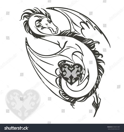 Dragon Heart Tattoo Print Vector Stock Vector Royalty Free 508001689 Shutterstock