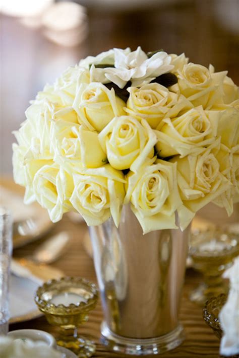 Yellow Rose Centerpiece Bouquet Real Wedding Photo By Orange County