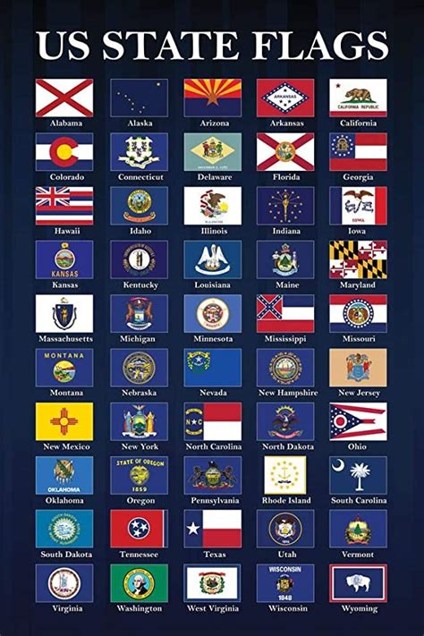 Amazon Com USA State Flags Classroom Chart Blue Cool Huge Large Giant