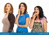 Surprised Three Women In A Row Stock Image - Image: 19683991