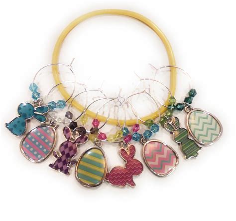 Easter Wine Glass Charms Bunnies And Eggs 8 Pack