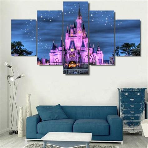 Popular picks in kids' & baby room decor. 60"x32" Pink Castle Canvas Print,Fairytale Castle Split Canvas,Nursery Kids Gift Princess,Multi ...