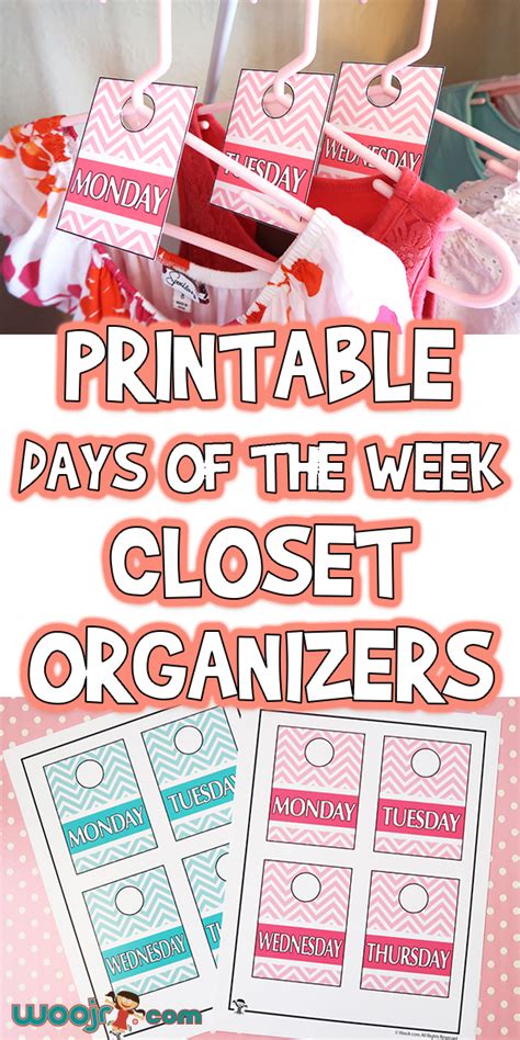 Get days of the week clothes organizer today w/ drive up or pick up. Printable Days of the Week Closet Organizers | Woo! Jr ...