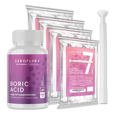 Seroflora Advantage Boric Acid Vaginal Suppositories 28 Count With 7