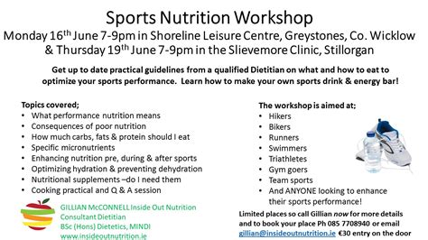 Sports Nutrition Workshop Co Wicklow And South Dublin