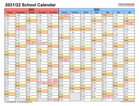 2021 2022 School Calendar Printable Calendars 2021