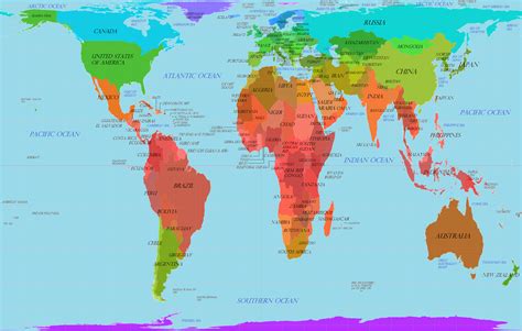 World Map With All Countries Labeled Map Vector