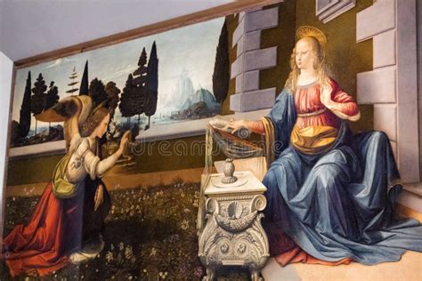The Annunciation By Leonardo Da Vinci Editorial Photo Image Of