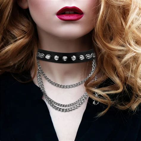 Boniskiss Women Multilayer Chain Necklaces Female Punk Rock Gothic