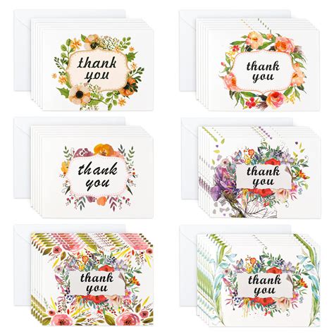 Buy Thank You Cards With Envelopes Pack Floral Thank You Notes With