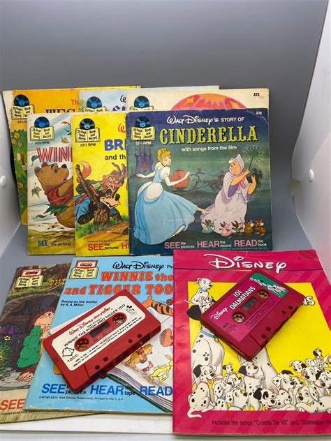 Vintage Lot Of Walt Disney Read Along Story Books Records Cassette Tapes