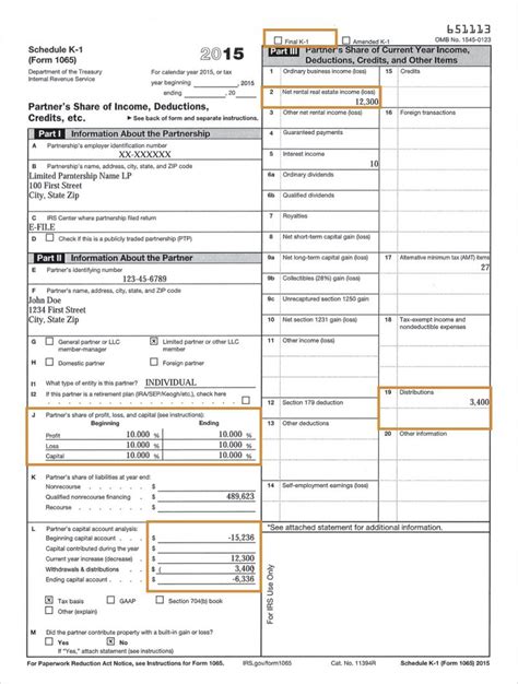 Schedule K 1 1065 Tax Form Guide Lp Equity