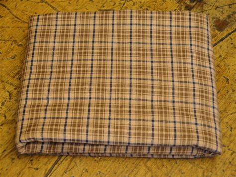 Brown Tan And Blue Plaid Homespun Fabric By Kittredgemercantile