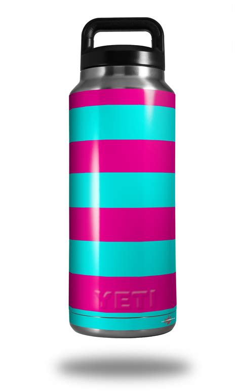 Yeti Rambler Bottle 36oz Psycho Stripes Neon Teal And Hot Pink Uskins