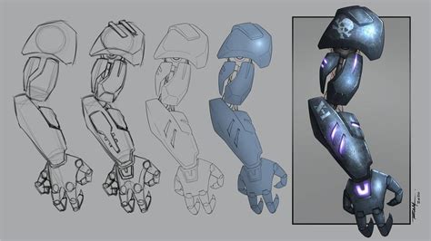 Robot Arm Art Progress From Sketch To Paint By Deviantart