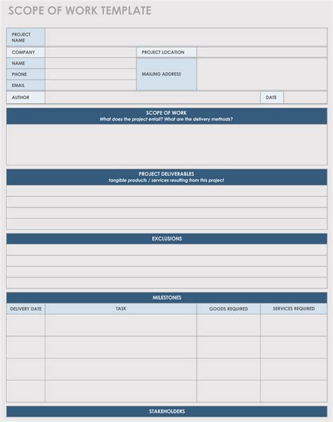 Free Statement Of Work Sow Templates Excel Word