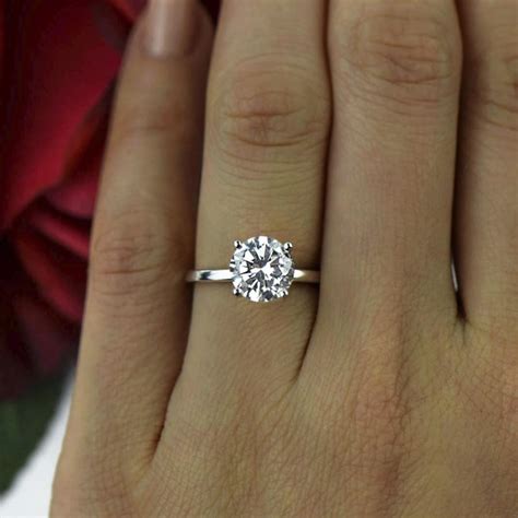 Ct Classic Solitaire Engagement Ring Man Made Diamond Simulant