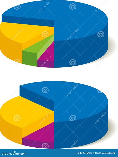 Two Pie Charts In 3d With Different Percentages Stock Illustration