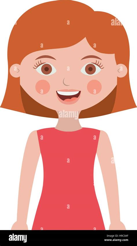 half body cute girl with hair short vector illustration stock vector image and art alamy