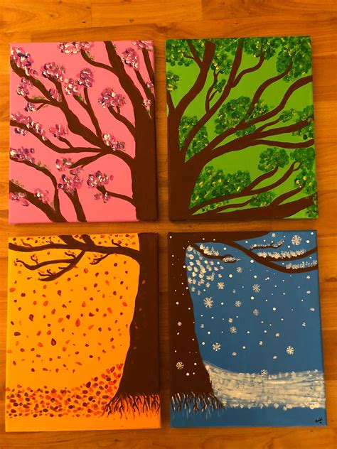 Four Seasons Tree Four Seasons Art Seasons Art Tree Art