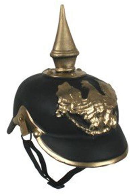 Adult German Kaiser Black And Gold Spiked Ww1 Military Fancy Dress Helmet