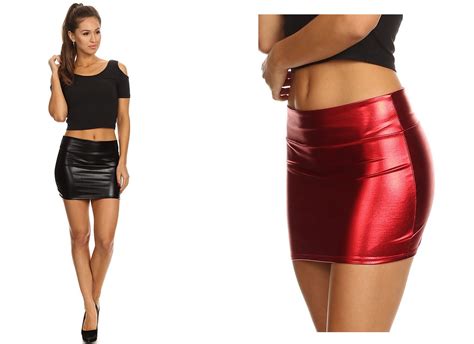 Sakkas Kaie Women S Shiny Metallic Liquid Wet Look Mini Skirt Skirts Mini Skirts Women