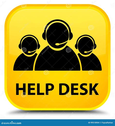 Help Desk (customer Care Team Icon) Special Yellow Square Button Stock