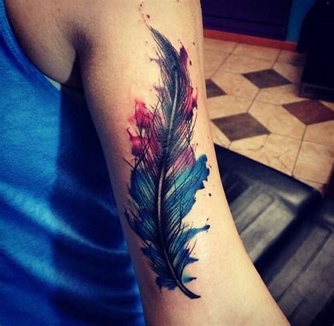 45 Awesome Feather Tattoo Ideas Feather Tattoos Watercolor Tattoo Feather Cool Tattoos