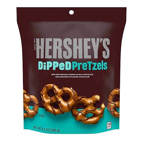Hersheys Milk Chocolate Dipped Pretzels Pouch 85 Oz 6 Count 21464