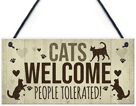 Red Ocean Novelty Cat Signs For Home Funny Cat House Sign Gate Door