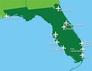 Map Of Florida Cities And Airports – Map Vector