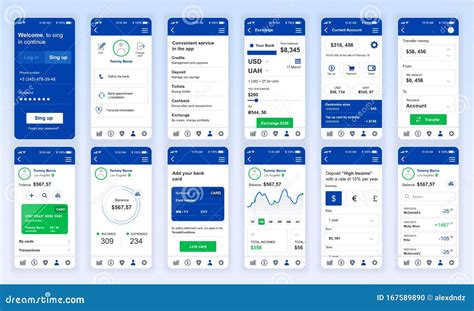 Mobile App Ui Ux Design Templates Set Of Ui Ux Gui Screens Banking