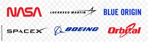 Space Companies Logo Vector Set Nasa Spacex Blue Origin Lockheed