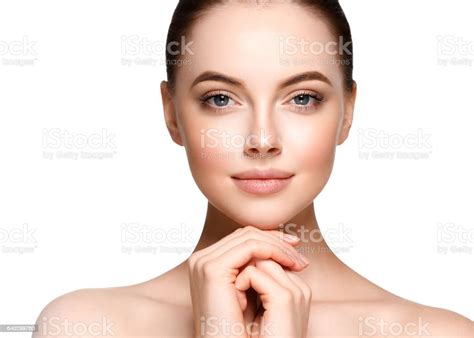 Beautiful Woman Face Portrait Beauty Model Isolated On White Stock