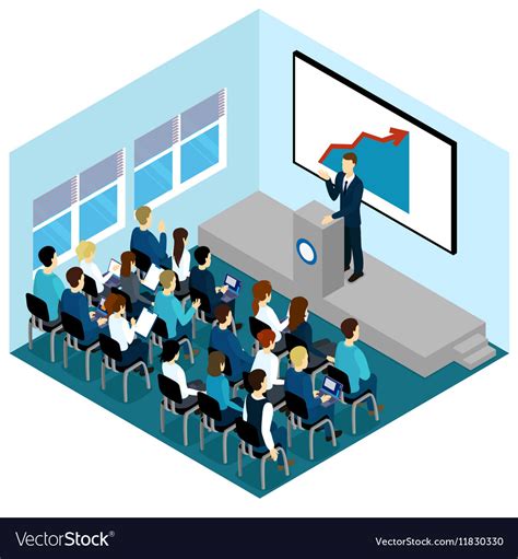 Isometric Training Lectures Composition Royalty Free Vector