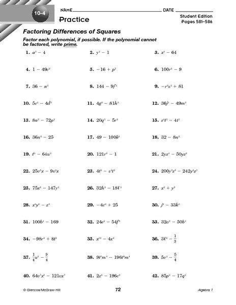 Precalculus worksheets with answers pdf. Factoring Difference Of Squares Worksheet 20 Difference ...