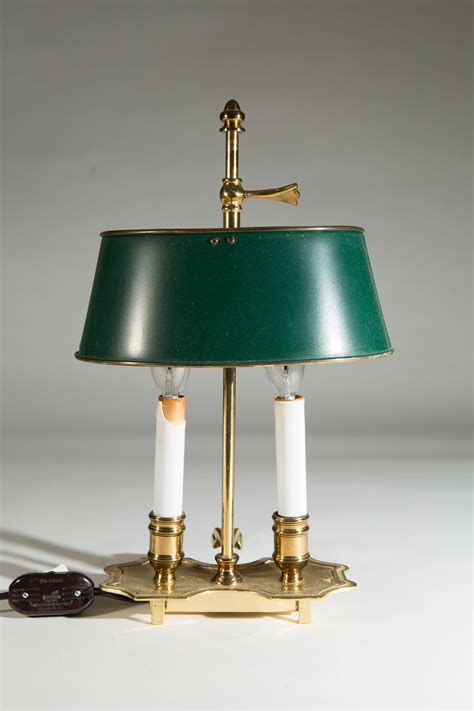 Vintage Desk Lamp Green And Brass Round Colonial Style Accent Lamp Candelabra Candlestic