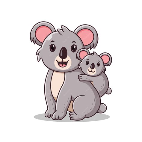Premium Vector Loving Mother Koala With Her Baby Animal Icon Concept