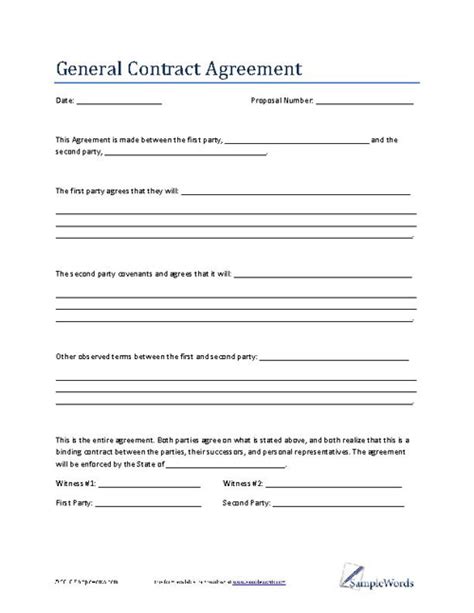 general contract agreement template business contract